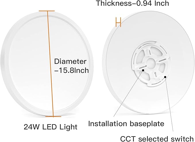 TALOYA Dimmable Flush Mount Ceiling Light,15.8Inch,24W,5 CCT,LED Ceiling Light Fixture for Bedroom,Kitchen,Living Room,White