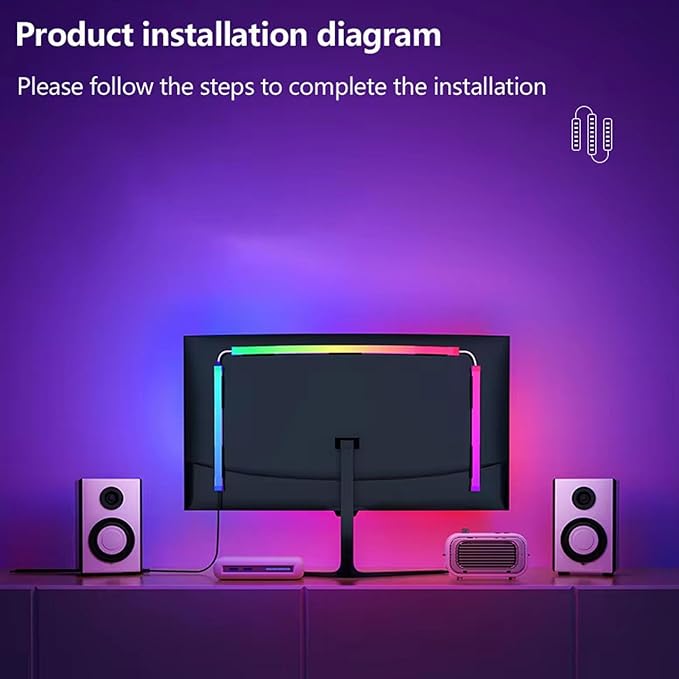 Heayzoki Screen Sync RGB Light Strip for 27 Inch Monitor, 16 Million Colors, USB Powered PC Gaming Ambient Backlight Music Mode PC Client Control, 65 LED Beads