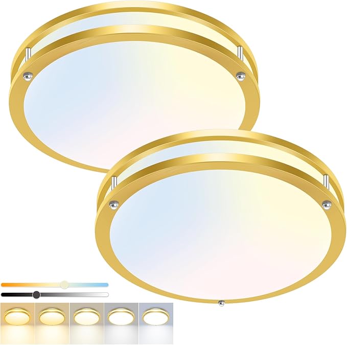 hepside 2 Pack Flush Mount Ceiling Light Fixture, Dimmable & 5CCT Ceiling Light Black, 10inch 15W 3000K 3500K 4000K 5000K 6500K Adjustable Ceiling Lamps for Kitchen Bathroom Bedroom Hallway