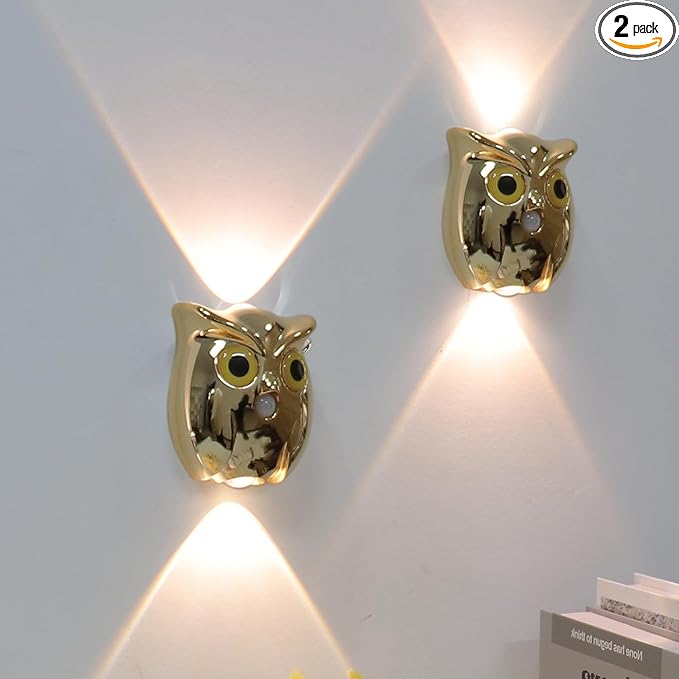 Motion Sensor Wall Light: 1200mAh Rechargeable Wall Sconce 2pcs Magnetic Stair Lights Indoor Wireless Wall Sconces Night Light for Bedroom Hallway Stairs Home Decor (Gold)