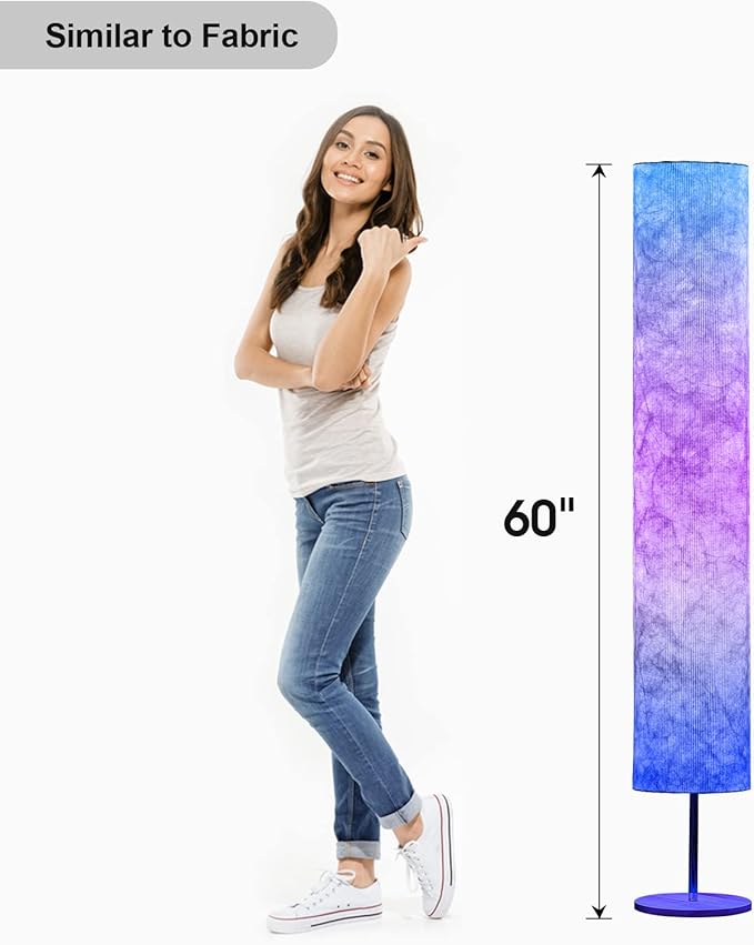 RGB Color Changing Led Floor Lamp, Smart Lamp with Alexa Voice Control, Remote & WiFi APP Control, Music Sync and White Fabric Shade, Standing Lamp for Living Room Bedroom Game Room