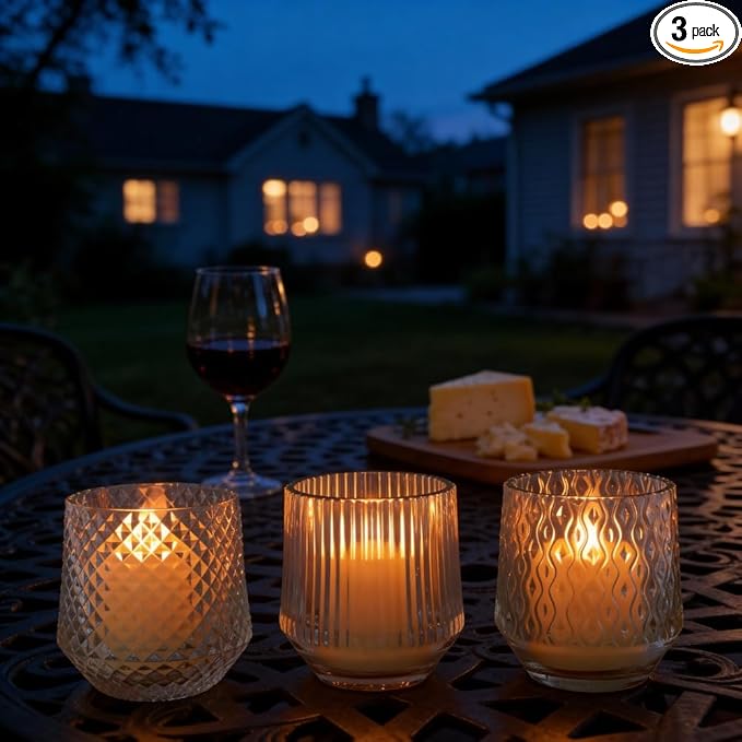 Rechargeable Flameless LED Candles Set – Crystal Clear Glass, Real Wax, Warm White Flicker, Remote & Timer, Spring Home Decor for Women, USB Rechargeable