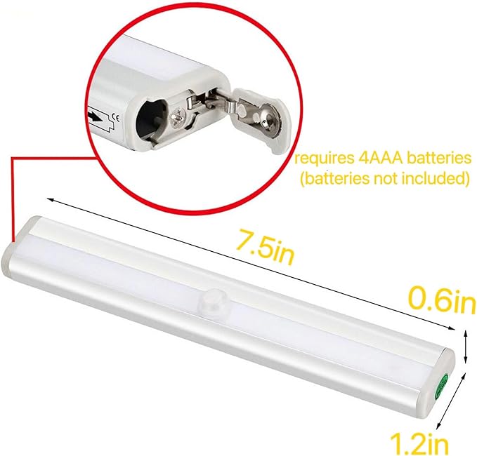 10LEDs Outdoor Sensor Step Light,2 Pack RV Sensor LED Light Bar,Stick-On Anywhere Magnetic Night Strip Light for Flight of Steps,Closets,Cabinets,Hallways,Bathrooms,Car Trunks(Warm White)