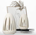 Ceramic Vase - Set of 2 for Home Decor,White Hollow-Out Design Vases Minimalist Nordic Boho Style for Modern Farmhouse Decor, Living Room、 Kitchen、Mantle、Bedroom、Dining Table、Office
