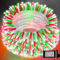 LAMPHOME Red Green White Christmas String Lights, 300 LED 99 FT Connectable Waterproof String Lights Transparent Wire with16 Modes, Xmas Vintage Decorations for Indoor Outdoor Party Yard Garden Decor