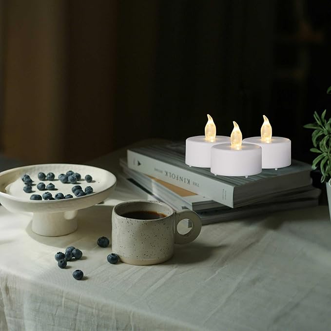 LED Tea Light Flameless Candles with Remote Control Flickering Tealight Long Lasting, Battery Operated with Timer for Halloween Home Decoration Seasonal &Festival Celebration WarmWhite (24pcs)
