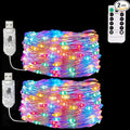 USB Fairy Lights Plug in, 33 Feet 100 LED Twinkle String Lights with Remote and Timer, Waterproof 8 Modes for Bedroom Indoor Wreath DIY Party Wedding Christmas Holiday Decoration(2 Pack Multicolor)