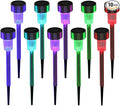 10 Pcs Outdoor Solar Pathway Lights,Stainless Steel LED Landscape Lighting,Outdoor Waterproof Solar Garden Lights,Outdoor Decorative Lighting,with Auto On/Off,for Patio Yard Lawn Path (Multicolor)
