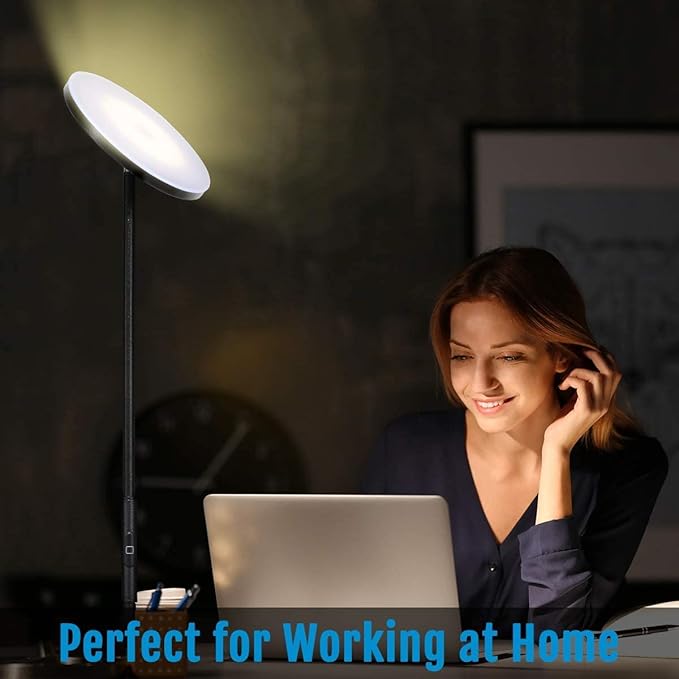 Floor Lamp,30W/2400LM Sky LED Modern Torchiere 3 Color Temperatures Super Bright Floor Lamps-Tall Standing Pole Light with Remote & Touch Control for Living Room,Bed Room,Office (Rocky Black)