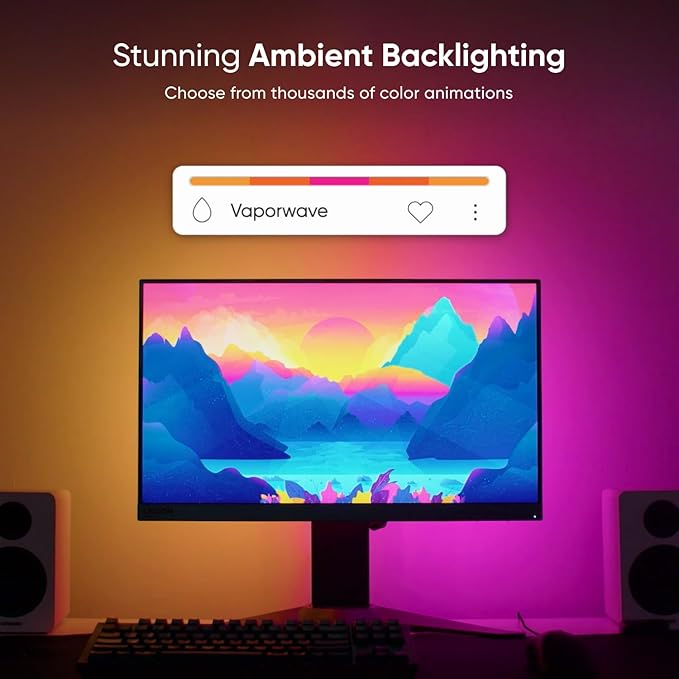 Nanoleaf PC Screen Mirror Lightstrip, Gaming Lightstrip for 27-32 inch PC, Monitor Backlight with Music Sync, Multicolor Immersive LED Lightstrip Zigzag, 75 LEDs, Trimmable