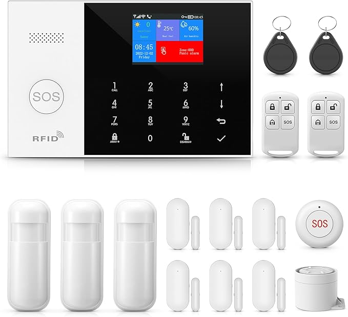 PGST Wireless Home Alarm System,WiFi/4G Alarm System for Home Security with Phone APP Alert (Door Sensors,Alarm Siren,Remote,Motion Detector) for Home, Apartment, Compatible with Alexa (PG105F-US-D)