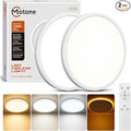 Matane 2Pack 12in LED Flush Mount Ceiling Light Fixture with Remote Control, Nightlight 2000K Warm, 3000K-6500K Adjustable, Low Profile Ceiling Lights for Bedroom, Kitchen, Living Room, White