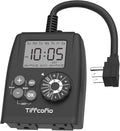 TiFFCOFiO Digital Outdoor Timer Outlet, Dial Programmable Method, Outdoor Light Timer Waterproof, 2 Grounded Electrical Outlets for Pool Pump, 6 Sets of Programs, 15A/1875W (1 Pack)