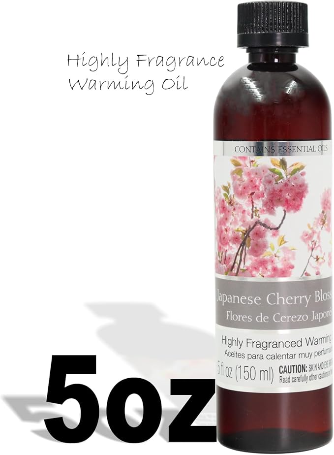 Hosley Japanese Cherry Blossom Fragrance Warming Oils, Set of 2, 5oz Each. Ideal Gift for Weddings, spa, Reiki, Meditation, Bathroom Settings.P1