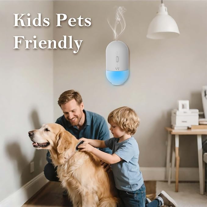 Plug in Waterless Oil Diffuser and 5 OZ Essential Oil for 600 Sq. Ft Room Home Hotel Office, Mini Wall Mounted Smart Scent Air Freshener Machine with Bluetooth App, House Outlet Aroma Diffuser White