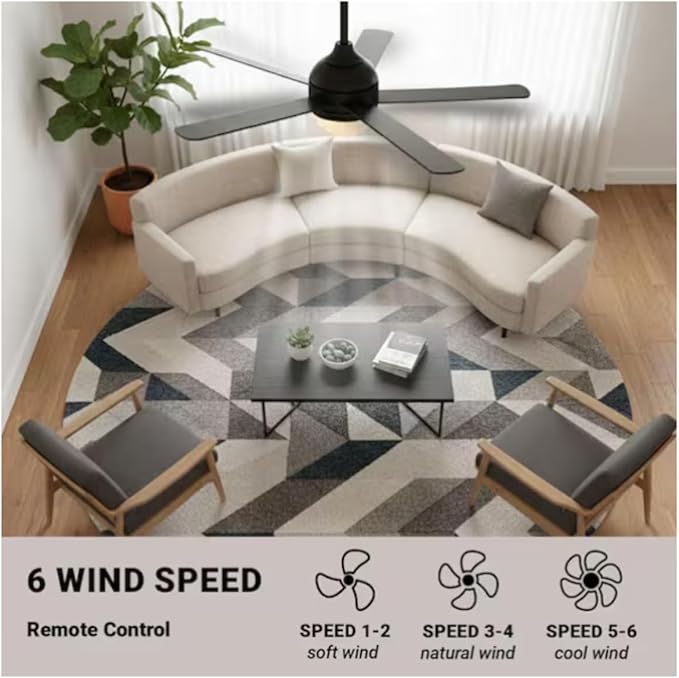 LYTIO 52 in. Smart Indoor/Covered Outdoor Matte Black Ceiling Fan with Remote and Integrated LED Powered by Hubspace