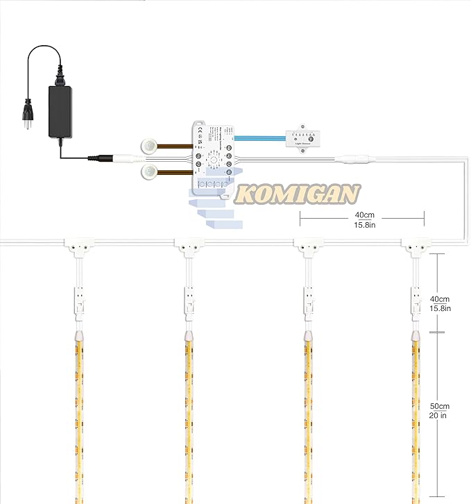 Motion Sensor with Daylight Sensor Sync Light Up Type LED Stair Lighting Kit SSL-0516, Suilt for 20-40inches Wide Indoor Staircase (Warm White 3000K, 12 Stairs)