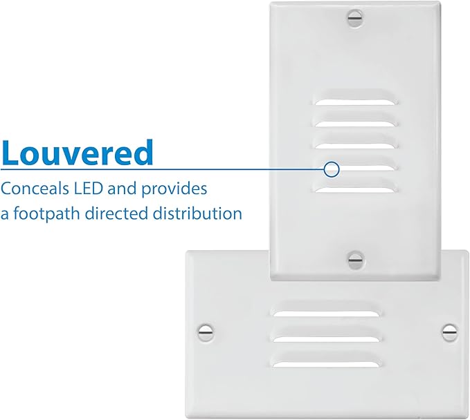 STP2 Louvered White LED Step Light with Photocell (STP2L120WHPC)