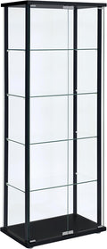 Coaster Home Furnishings - Delphinium - Wood - 5-Shelf Curio Display Cabinet with Tempered Glass Shelves, Push-to-Open Doors and Chrome Hardware - Living Room - Black - 950170