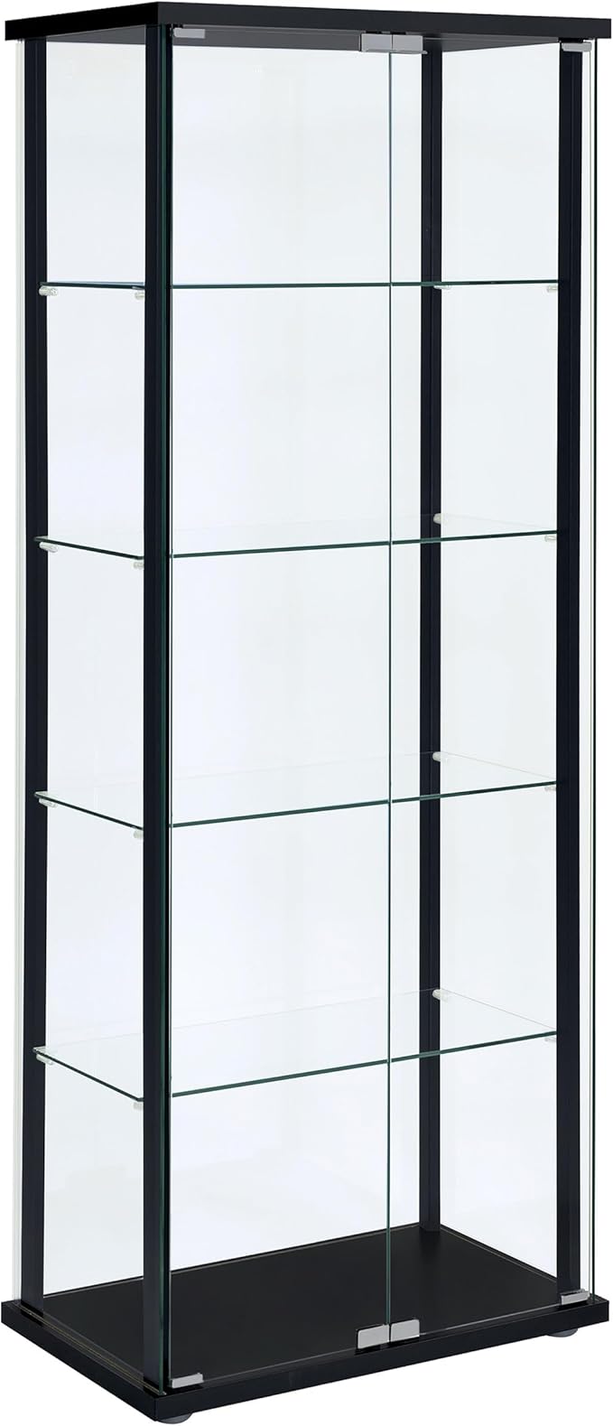 Coaster Home Furnishings - Delphinium - Wood - 5-Shelf Curio Display Cabinet with Tempered Glass Shelves, Push-to-Open Doors and Chrome Hardware - Living Room - Black - 950170