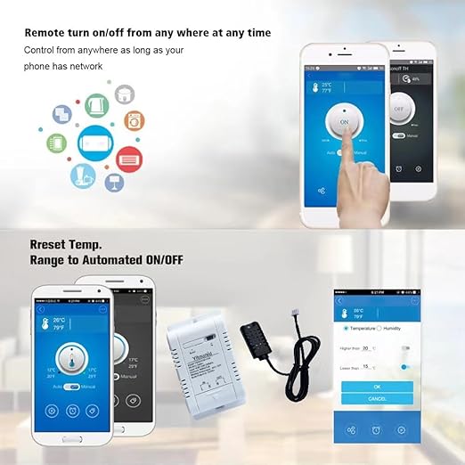 Zigbee 16A Tuya Smart WiFi Sensor | Temperature and Humidity Monitoring and Control, Energy Consumption Monitoring | Dry Contact | Compatible with Alexa Google(Need Tuya Zigbee Hub)