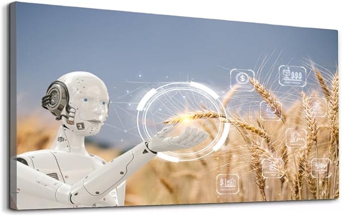 Wibinuki Wall Art Wall Decor Wall Paintings Smart virtual artificial intelligence (AI) robot is inspecting a for Living Room Bedroom Bathroom Home Decor Can Be Hung Directly 20"x 40"