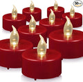 Flameless LED Tea Lights Candles, Battery Operated Flickering Fake Candles Bulk,50 Pack Powered Votive Electric Tealights Long Lasting 200H+ Bright Red Lamp for Seasonal and Festive Decoration