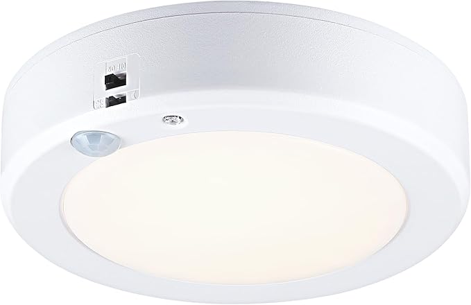 LIT-PaTH Battery Operated Motion Sensor LED Ceiling Light, 3000K 140 Lumens Battery Powered Closet Light, 6.1inch Wireless Motion Ceiling Lamp for Hallway Laundry Stair, 1-Pack (Battery Not Included)
