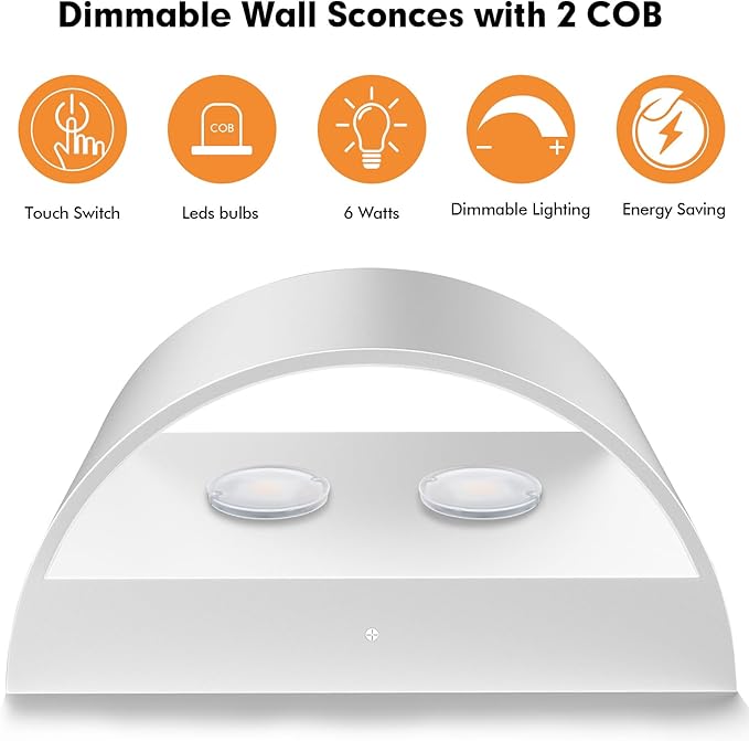 Wall Sconces Set of Two | Modern LED Indoor Wall Lights,Up and Down Wall Mount Light,Aluminum,Hardwired,Dimmable, Warm White 3000K, 1400Lm