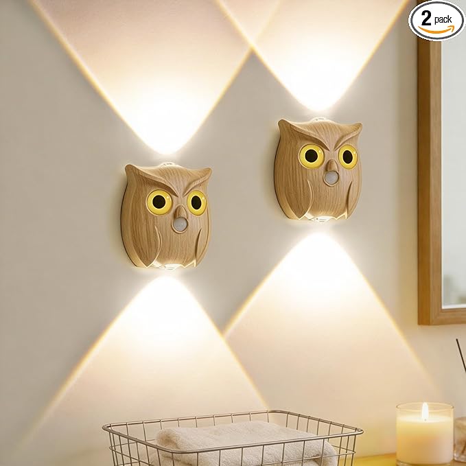 Motion Sensor Wall Light: 1200mAh Rechargeable Wall Sconce 2pcs Magnetic Stair Lights Indoor Wireless Wall Sconces Night Light for Bedroom Hallway Stairs Home Decor (Wood Grain)