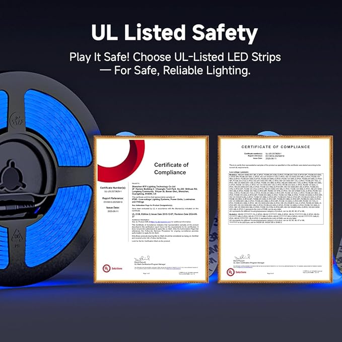 BTF-LIGHTING FCOB COB LED Strip Blue Color 5mm Width UL Listed Super Narrow Flexible Uniform Light DC12V 16.4FT CRI 90+ Dimmable LED Ribbon for Bedroom Home Indoor Decor(No Adapter or Controller)
