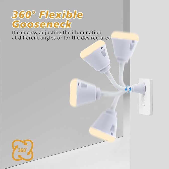2 Pcs Plug in Motion Sensor Night Light Indoor LED Infrared Motion Detector Night Light for AC Outlet, Dusk to Dawn Sensor, 360° Rotating for Stairs Garage, 6W Warm White Light US Plug