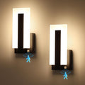 Joosenhouse Wall Sconces Set of Two Hardwired, Black Motion Sensor Wall Light Indoor, Modern Metal and Acrylic LED Wall Lamp 3000K Warm White for Hallway Bedroom Staircase