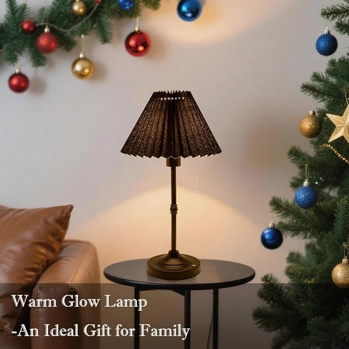 Cordless LED Table Lamp with Dimmer, Built-in Rechargeable Battery, 3-Level Brightness, Patio Table Lamp, Bedside Night Lamp, Ambient Light Desk Lamp for Home Decor Restaurant, Gift for Men
