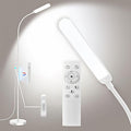 White LED Floor Lamp, 18W 1800lm Super Bright Dimmable Floor Lamps for Living Room Bedroom with Timer, Stepless Adjustable 2700K-6500K Colors & Brightness Standing Lamp with Remote & ON/Off Switch