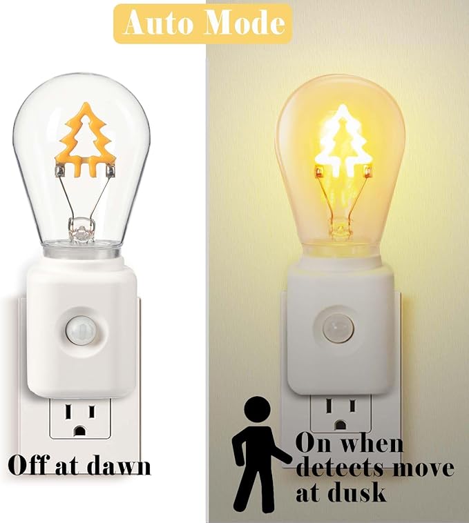 Led Night Light Lamp Plug in, Montion Activated, 1W Dimmable Light, 2200K Warm White, Pack of 1