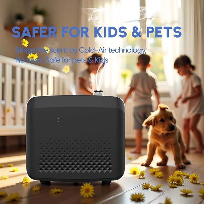 Updated Scent Diffuser Bluetooth for HVAC System, Scent Air Machine for 5,500 Sq.ft Home, Hotels & Commercial Use, Waterless HVAC Nebulizing Diffuser with Lasting-Long Fragrance -100ml Oil Included