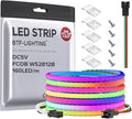 BTF-LIGHTING FCOB COB XGB1338(WS2812B) Individually Addressable IC RGB 160LED/m 640IC LED Strip DC5V 13.1FT 5mm Width Dream Chasing Color High Density Uniform Light(NO Adapter or Controller)