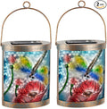 Starsoul 2 Pack Hanging Solar Lantern Outdoor Waterproof Glass Dragonfly and Lotus Decorative Solar Lights for Outside Garden Yard Table Patio Decor