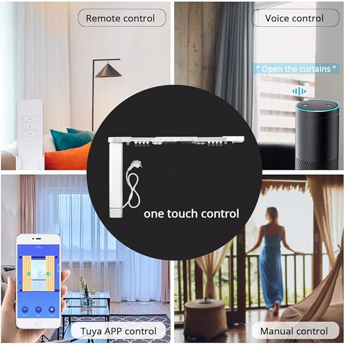 Smart Curtain Blind Motor WiFi Electric Remote Control Curtain Motor with DIY Tracks Alexa Echo Google Home Tuya WiFi Control Electric Stage Curtains(2.2M (86.6 inch))