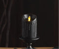 Luminara Wax Drip Flameless LED Candle, Black 3" x 4.5", Timer Function, Real Wax Pillar, Battery Operated Unscented Safe, Long-Lasting