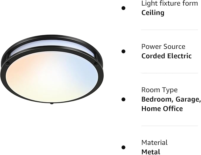 hykolity 16 inch Dimmable LED Flush Mount Ceiling Light, Oil Rubbed Bronze, 36W, 2200LM, 2.7/3/3.5/4K/5K Adjustbale, 120°Light Angle, CRI90, Ceiling Lamp for Bedroom, Kitchen, Office,ETL Listed