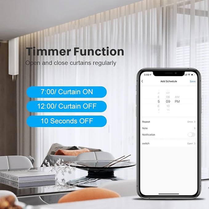 S Folding Corrugated Electric Smart Curtains System, Automatic Curtain Opener, Motorized Curtains Rod, Compatible with Apple HomeKit/Samsung SmartThings (Track length 2 Meters (78.74 inches))