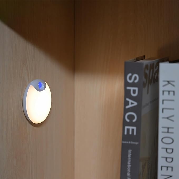 Magnetix 3in Re-Chargeable LED Under Cabinet Motion Sensor Puck Light with Magnetic Mounting Clips, Dimmable and 3000K CCT in White (Pack of 2) for Kitchens, Closets, and Stairs