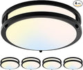 4-Pack 10Inch 30W LED Flush Mount Ceiling Light Fixtures Bright 3200LM Dimmable Ceiling Lights, 5CCT Adjustable 2700K/3000K/4000K/5000K/6500K, Ceiling Lamps for Kitchen Hallway Bathroom Bedroom Black