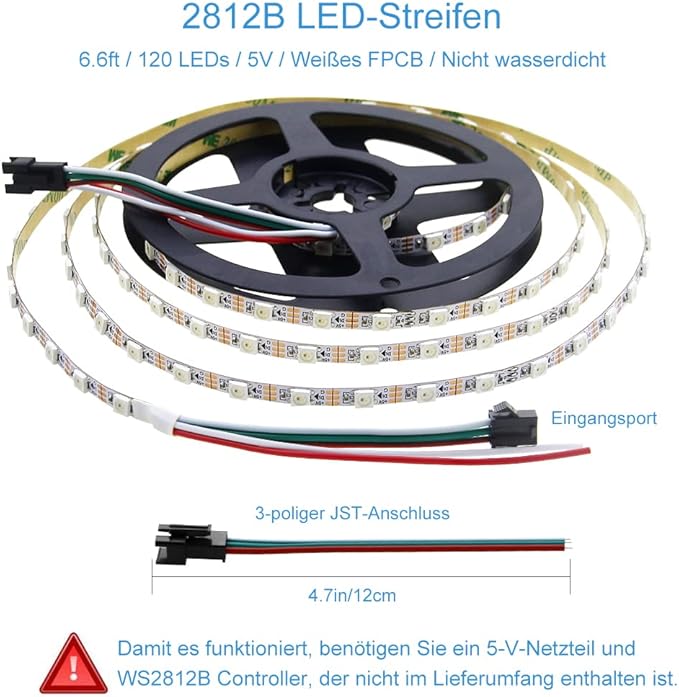 ALITOVE 5mm WS2812B Individually Addressable RGB LED Strip Light 6.6ft 120 LEDs 0.19in Super Narrow Programmable Dream Color Digital LED Pixel Tape Light 5V for Home Theater Bedroom Bar Decor Lighting
