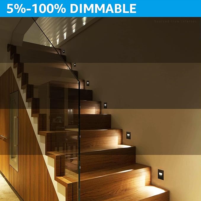 LEONLITE 3CCT 120V LED Step Lights, 3.5W 150LM 5%-100% Dimmable Indoor Outdoor Waterproof Vertical Stair Light, 3000K/4000K/5000K Selectable, CRI90, ETL, Aluminum, Oil Rubbed Bronze, Pack of 6