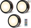 LEASTYLE Puck Lights with Remote, Battery Operated Under Cabinet Lighting with Dimmable Timer, Stick-On Closet Light Under Counter Lights for Kitchen(3 Pack, Warm White)