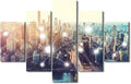 Canvas Wall Art New York Smart City Poster 5 Panel Connection Concept Poster Native Americans Living Room Decor Communication Workers Bedroom Decor Frame and Stretched Ready to Hang 60x40 Inch