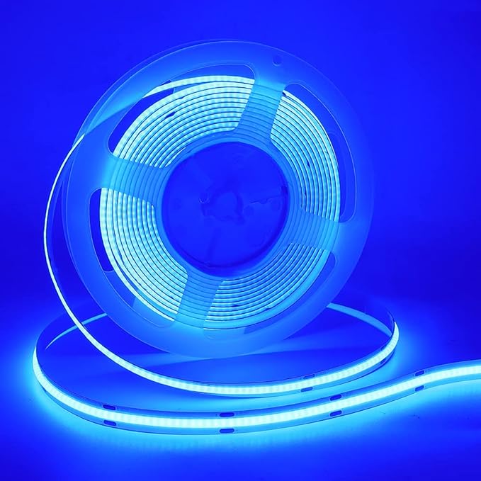 Cob Led Strip Lights, 0.5 Meters/1.64 FT Long 8MM/ 0.32 Inch Wide 5V LED COB Light High Density 320LEDs/m Flexible LED Lamp Tape Home Decoration, Blue, USB Plug with Dimmer